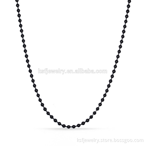 Cheap Fashion Stainless Steel Black Ball Chain Necklace Wholesale 2015